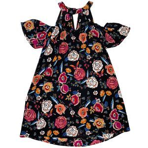Lily Rose Size XS Cold Shoulder Black Floral Mini Dress Size XS